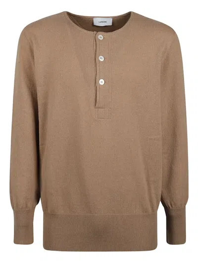LARDINI BUTTON-PLACKET SWEATER