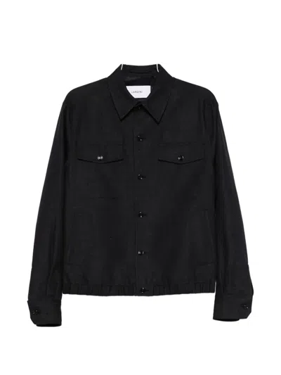 Lardini Button Pocket Cotton Jacket In Black