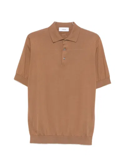 Lardini Shirt Elastic Hem Polo Collar Short Sleeves In Brown