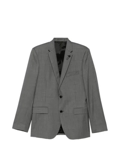 Lardini Single-breasted Virgin Wool Suit In Gray
