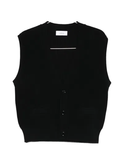 Lardini Button V-neck Sleeveless Cardigan In Black