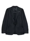 Lardini Button Virgin Wool Blazer In Black