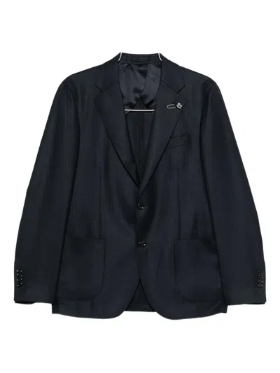 Lardini Button Virgin Wool Blazer In Black