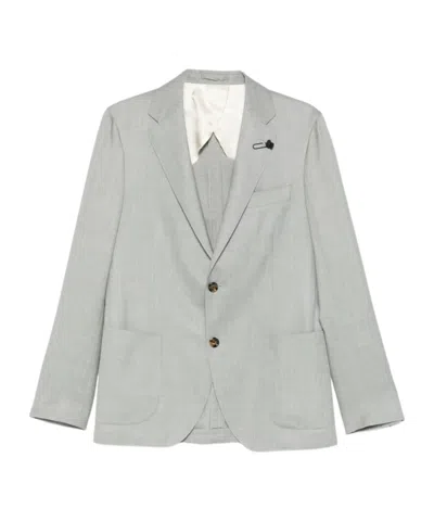 Lardini Button Wool Jacket In Green