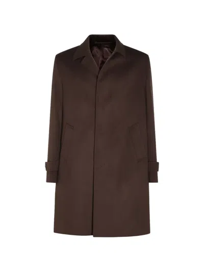 Lardini Button-cuff Single-breasted Coat In Brown