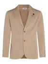 Lardini Lapel Button Front Textured Pockets Suit In Neutral