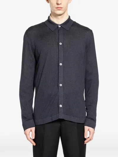 Lardini Buttoned Knitted Shirt In Blue