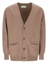 Lardini Buttoned Patch-pockets Cardigan In Brown