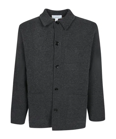 Lardini Buttoned Patch-pocket Cardigan In Gray