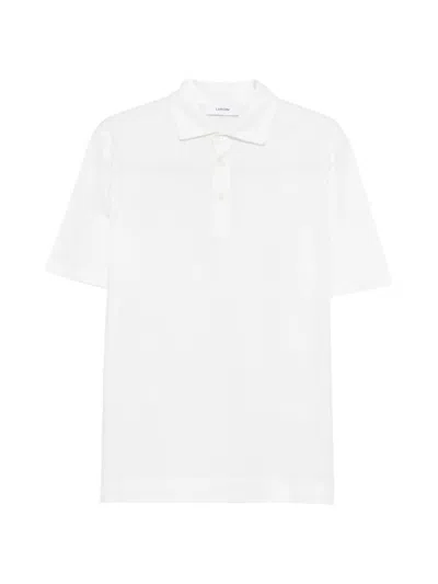 Lardini Polo Shirt Cotton Silk Blend Fabric In White