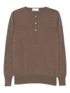 Lardini Crewneck Sweater With Ribbed Cuffs Size M In Brown