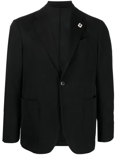 Lardini Buttoned-up Single-breasted Blazer In Black