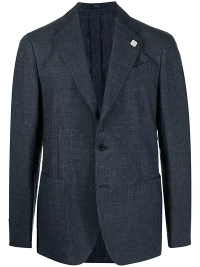 Lardini Buttoned-up Single-breasted Blazer In Blue