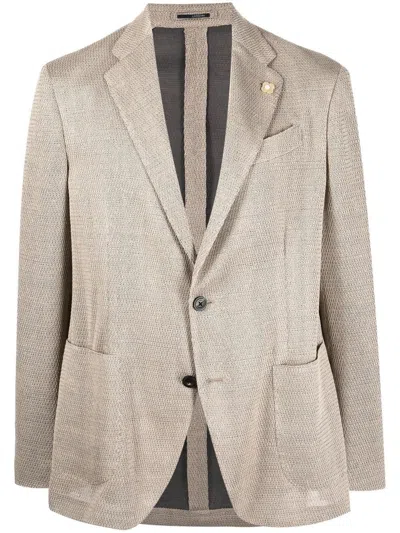 Lardini Buttoned-up Single-breasted Blazer In Gray