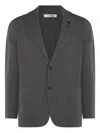 Lardini Buttoned Wool Blazer In Gray