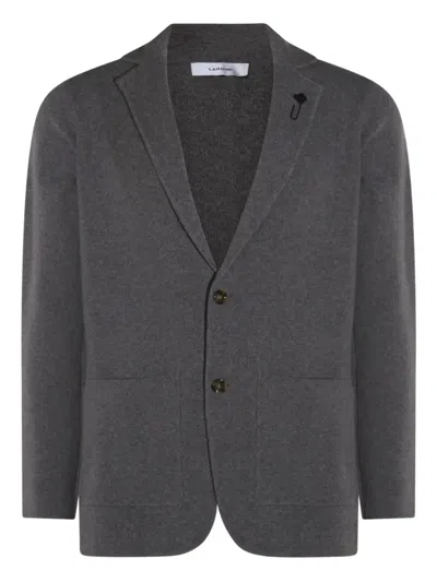 Lardini Buttoned Wool Blazer In Gray