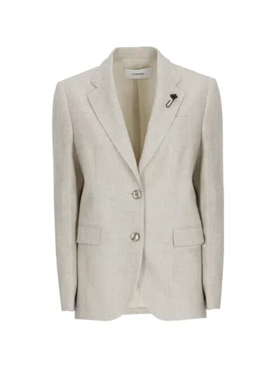 Lardini Button-fastening Blazer In Neutral