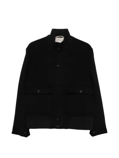 Lardini Button-up Bomber Coat In Black