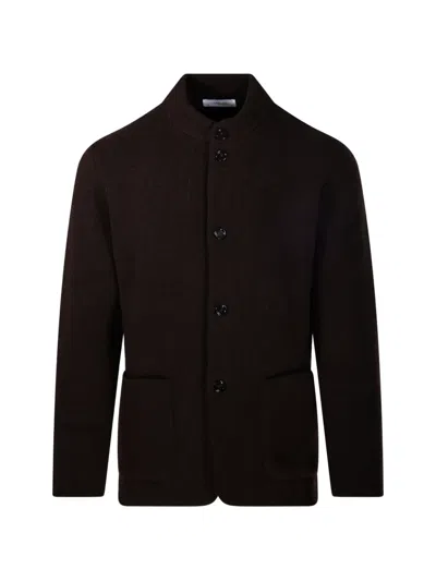 Lardini Stand-collar Knitted Jacket In Brown