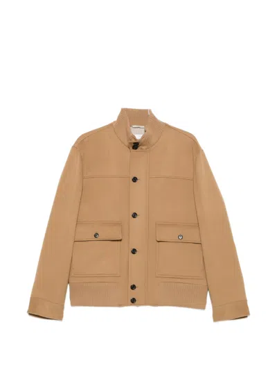 LARDINI BUTTON-UP RIBBED-TRIM JACKET