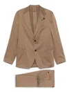 Lardini Camel Brown Cotton Blended Suit In Beige