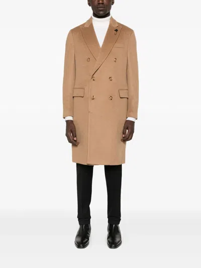 Lardini Camel Coat In Brown