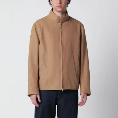 Lardini Camel Linen-blend Jacket In Brown