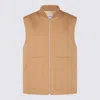 Lardini Ribbed Collar Sleeveless Design Front Pockets Jacket In Brown