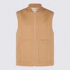 Lardini Ribbed Collar Sleeveless Design Front Pockets Jacket In Brown
