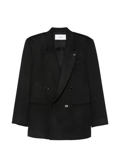 Lardini Cameron Double-breasted Peaked-lapel Jacket In Black