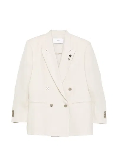 Lardini Cameron Pin-detail Double-breasted Blazer In Neutral