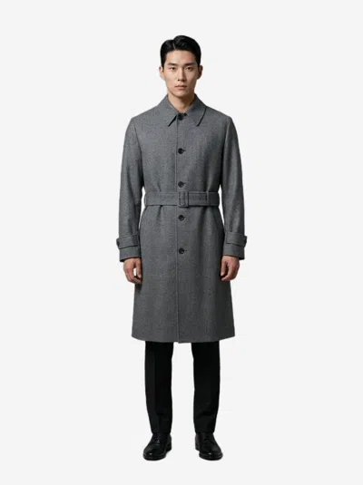 Lardini Cappotto Monopetto In Lana Vergine In Gray