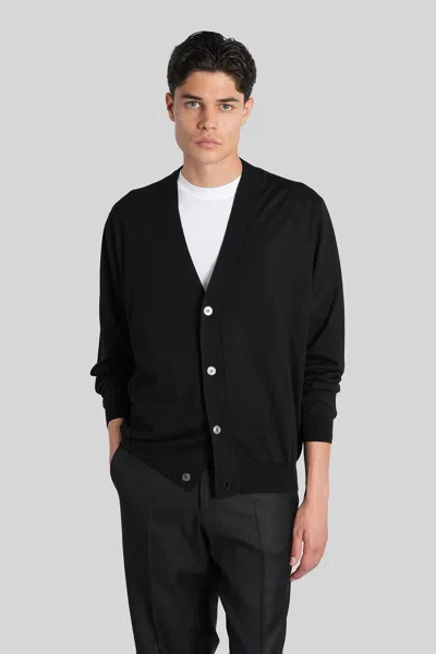 LARDINI CARDIGAN IN BLACK WOOL