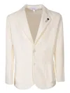 Lardini Herringbone Ivory Cardigan Style Jacket In White