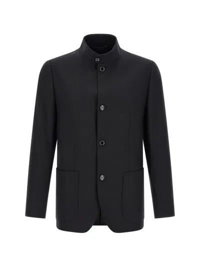 Lardini Cashmere High-neck Field Jacket In Black