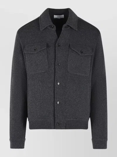 Lardini Cashmere Jacket Collared Long Sleeves Pockets In Black