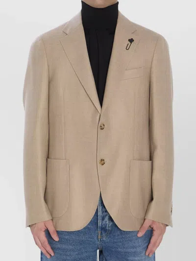 Lardini Cashmere Jacket Featuring Buttoned Cuffs In Brown