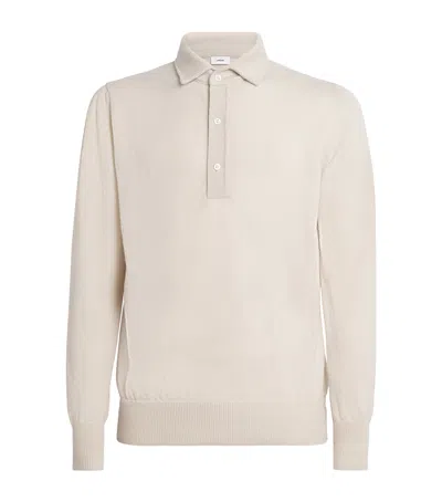 Lardini Cashmere Long-sleeve Polo Shirt In Sand