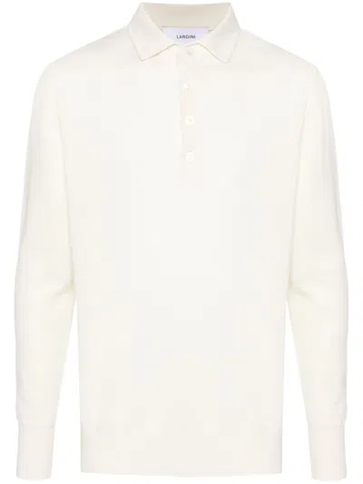 Lardini Fine-knit Wool Polo Shirt In Neutrals