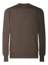 Lardini Long Sleeve Crewneck Sweater With Ribbed Cuffs And Hem In Brown