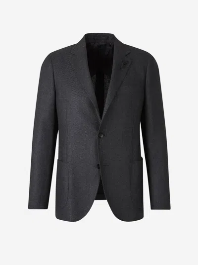 Lardini Cashmere Textured Blazer In Black