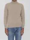 Lardini Cashmere Turtleneck Sweater In Beige