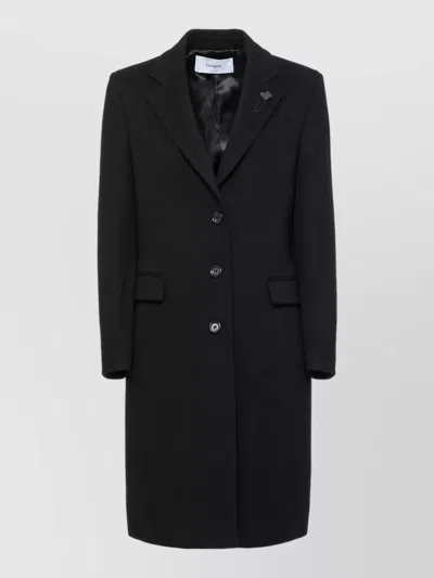 Lardini Cashmere Virgin Wool Single-breasted Coat In Black