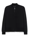 Lardini Bomber Jacket In Black Wool In Blue