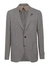 Lardini Houndstooth Patterned Tailored Jacket In Gray