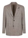 Lardini Classic Check Pattern Tailored Blazer In Brown
