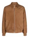 Lardini Zip-up Suede Bomber Jacket In Brown
