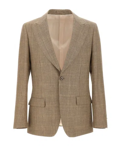 Lardini Check Blazer Jacket In Brown