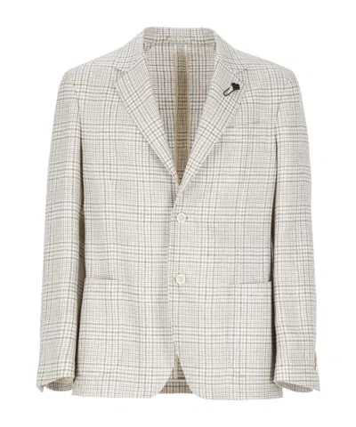 Lardini Check Blazer Jacket In Nude