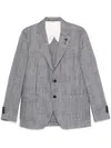Lardini Check-pattern Blazer In Blue